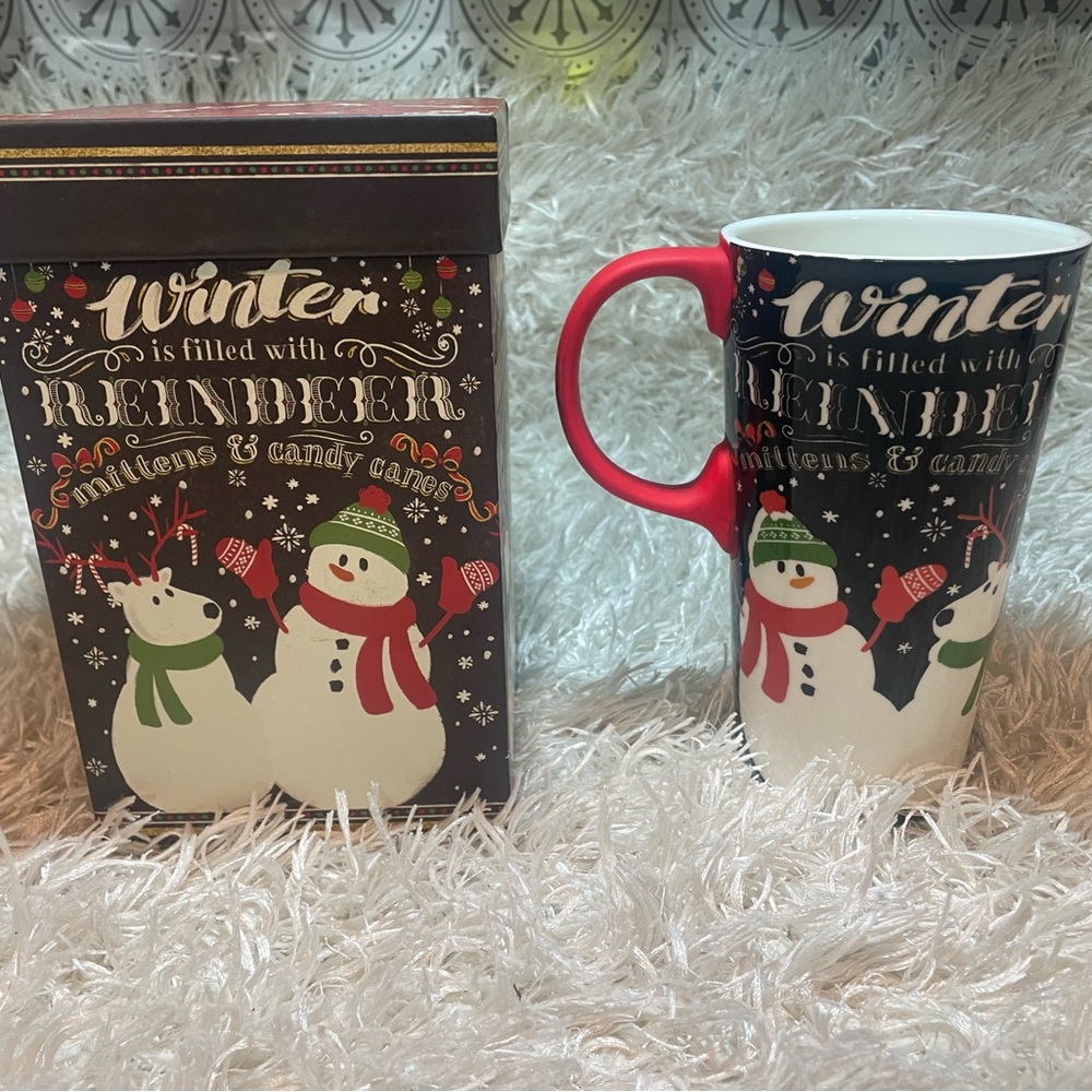 Snowman Hoilday Christmas Ceramic coffee mug in gift box